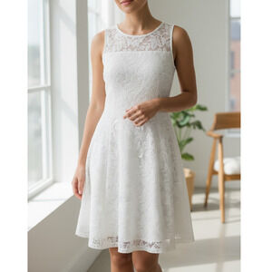 Charming Charlie Ivory Lace Fit & Flare Dress Size Small NWT Made in USA
